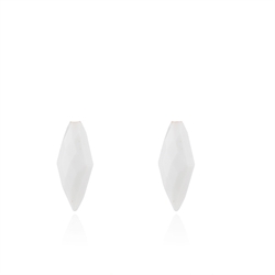 Anborede Hvid Agat, Spidse/ flad, facet, 15*8mm, par